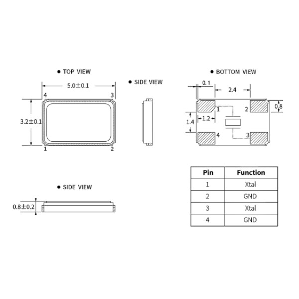 4PIN SMD 5032 Crystal Unit